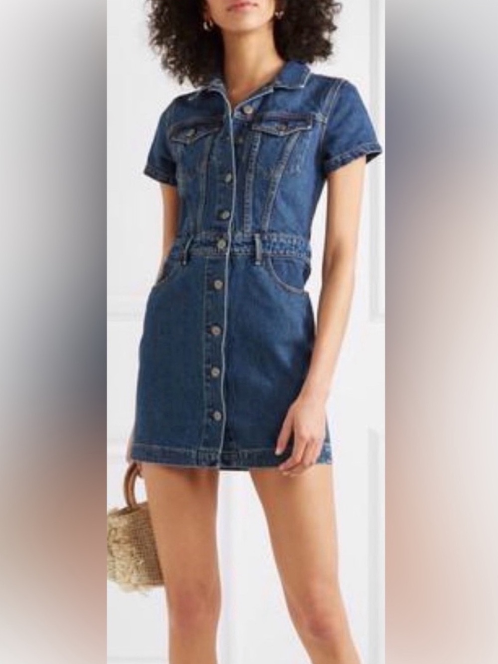 GRLFRND Max denim button down mini dress size L western chic 90s fall preppy